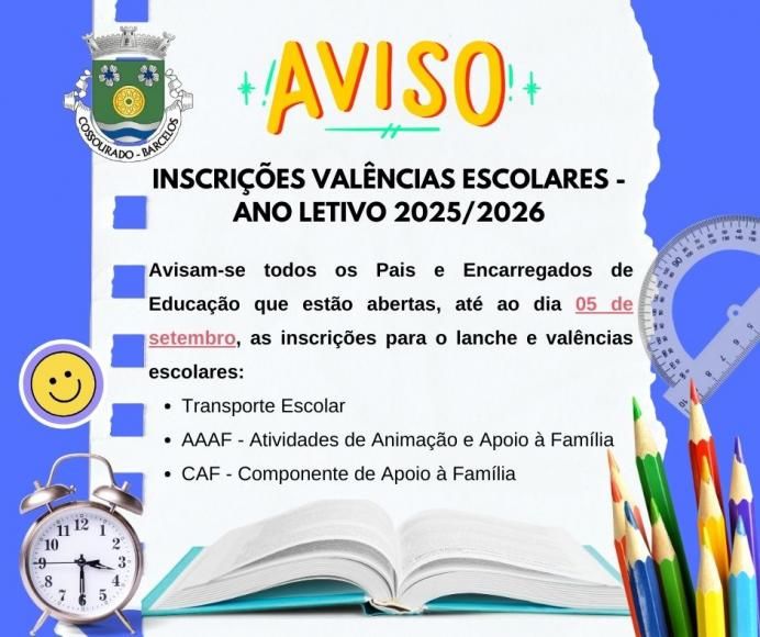 Inscrições para as valências escolares!
