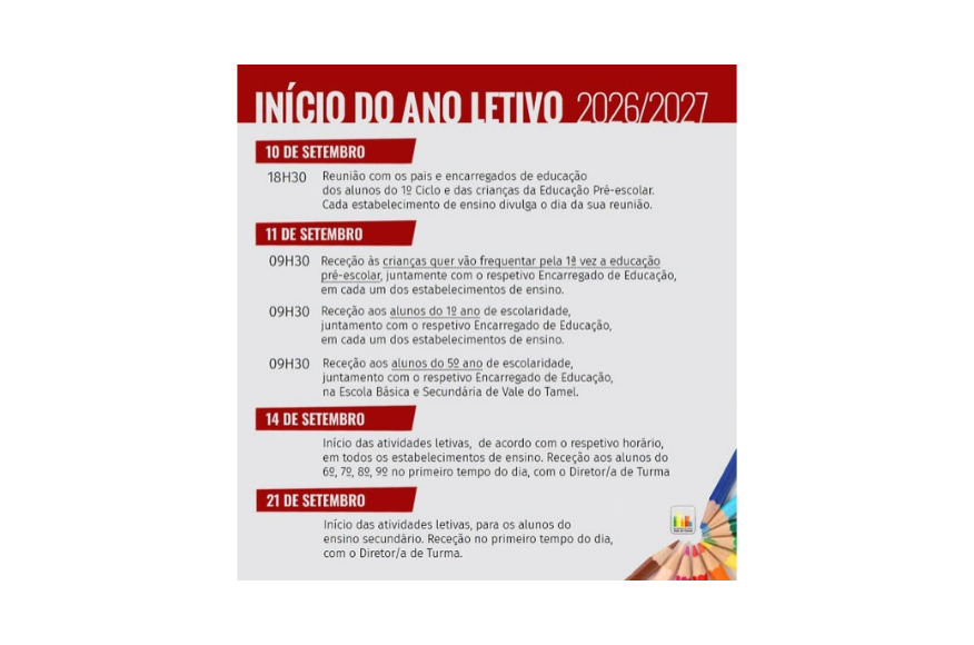 In&iacute;cio do Ano Letivo 2026/27