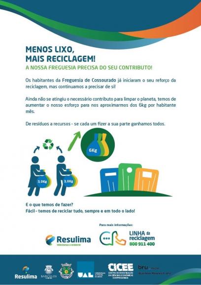 Projeto piloto “Menos Lixo, Mais Reciclagem” Projeto piloto “Menos Lixo, Mais Reciclagem”