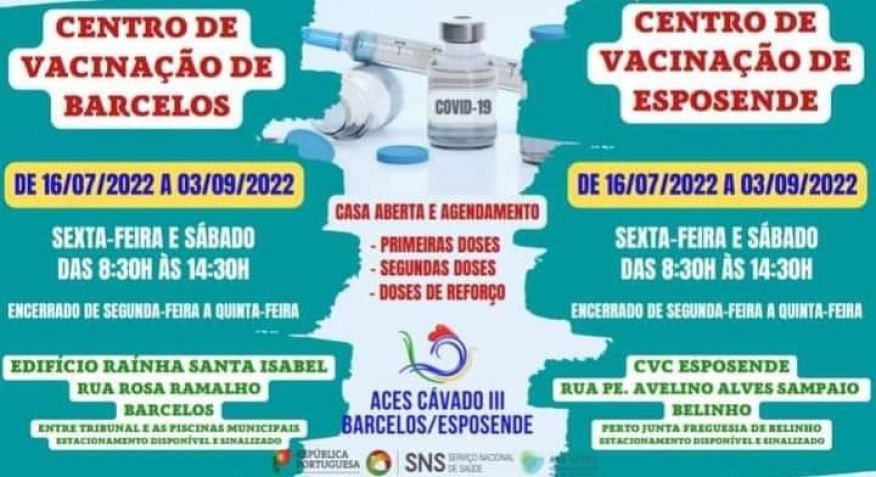Informa&ccedil;&atilde;o sobre o centro de vacina&ccedil;&atilde;o de Barcelos, contra ao SARS-CoV-2